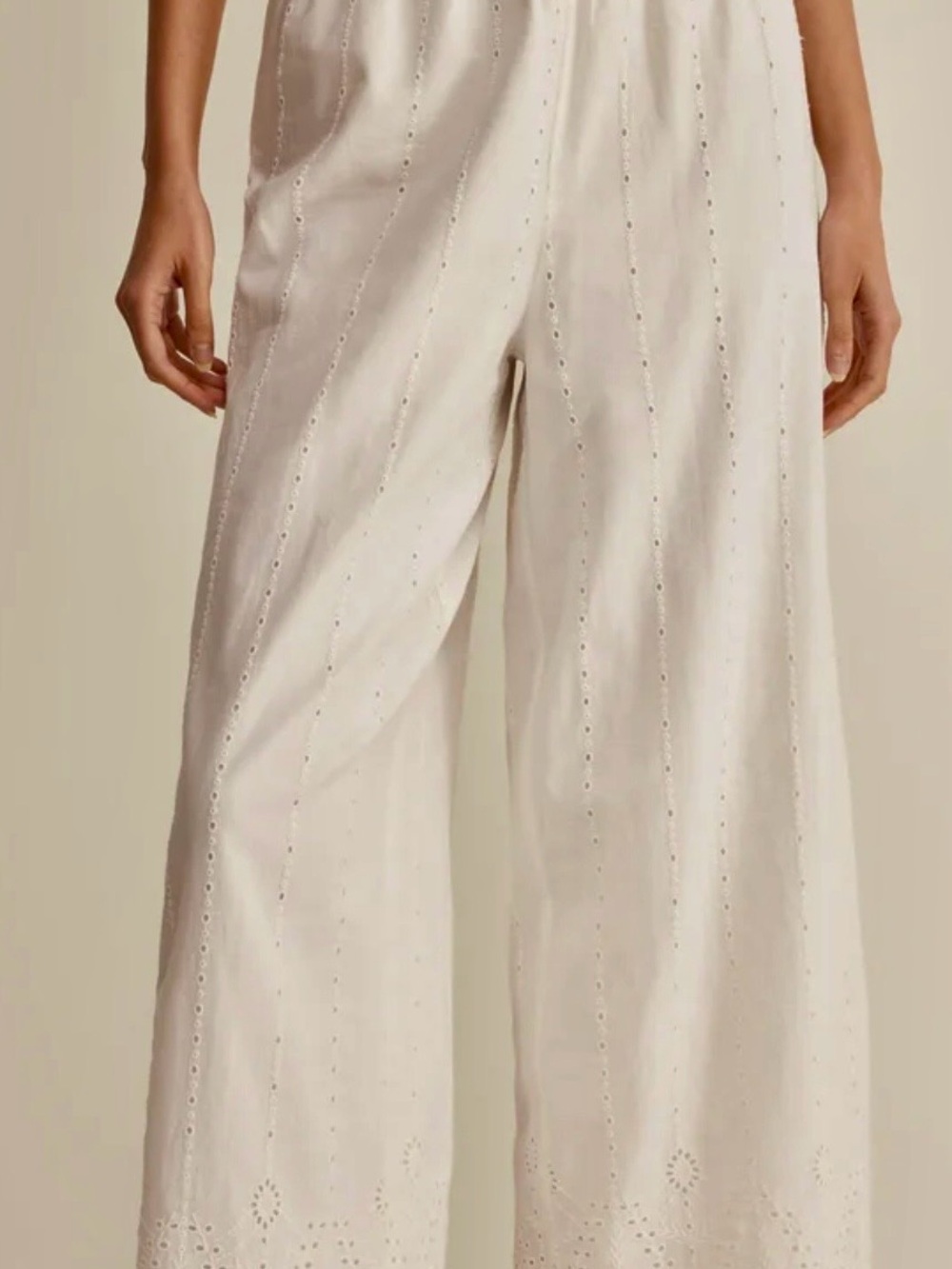 Z Supply White Eyelet Wide-Leg Pants